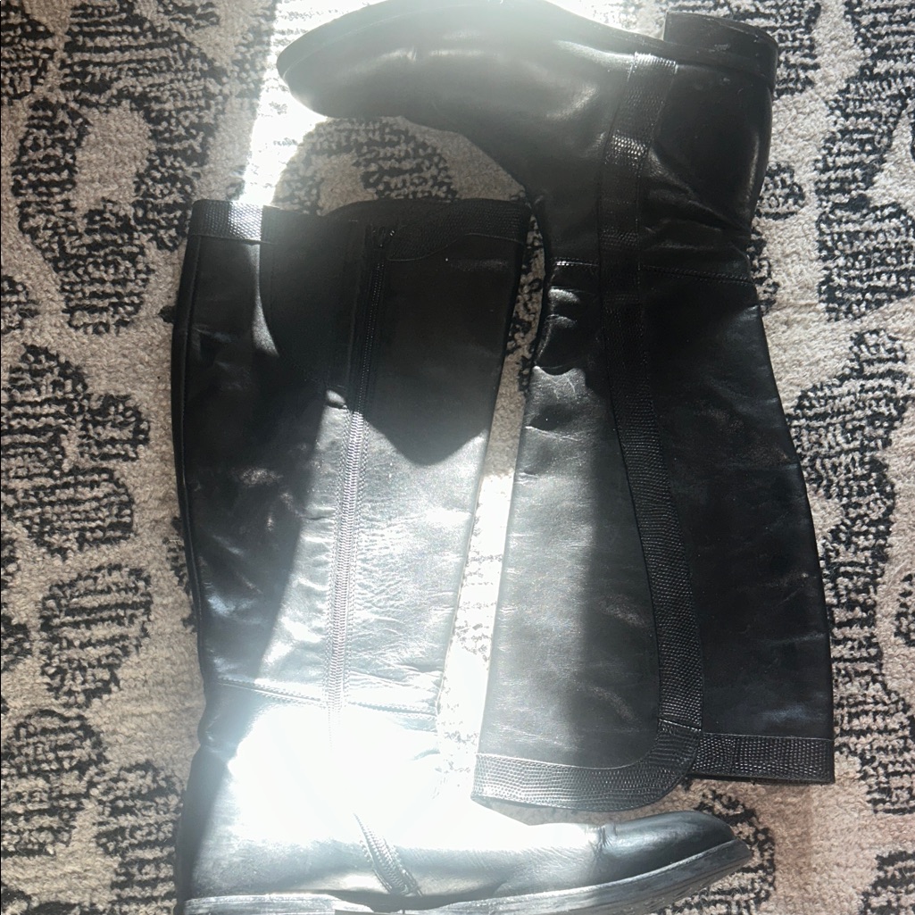 Agl Black Knee-High Leather Boots